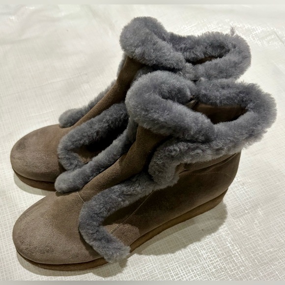 Antelope New Sz 9.5 10 41 Gray Women's Shearling Lined Suede Ankle Boots - - Picture 1 of 7
